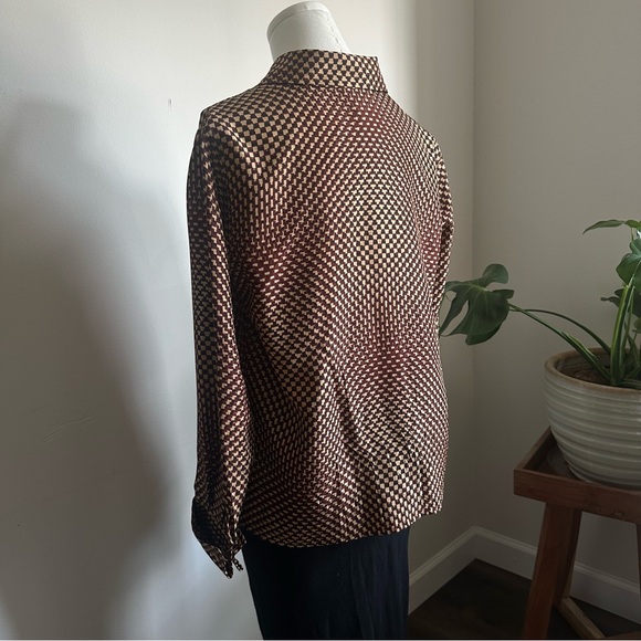 Vintage Louis Féraud Geometric Print Blouse Made in Italy, 100% Silk - Size M, - Picture 6 of 14